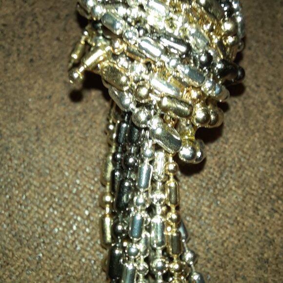 Tri color knotted multistrand necklace EUC women's costume silver black gold - Picture 6 of 13